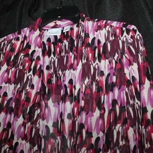 KIM ROGERS purple sheer open front blouse sz L